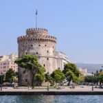 White Tower on the waterfront in Thessaloniki, Greece