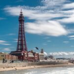 Blackpool Tower and beach on the Lancashire coast