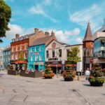 Colourful shops and cafés in Cork city centre, Ireland.