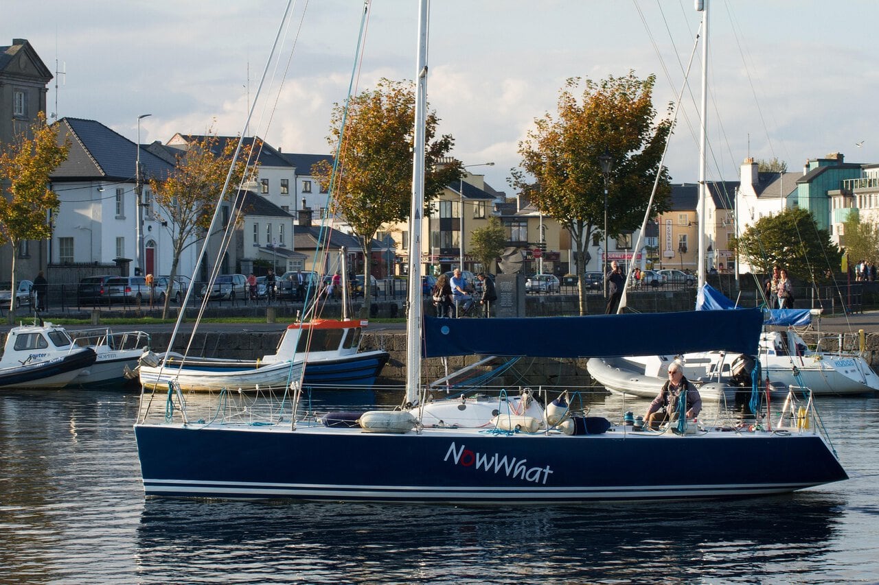 Sailing boats moored in Galway Harbour.