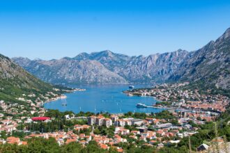 Panoramic view of Kotor and the Bay of Kotor from the mountains