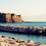 Castel dell'Ovo overlooking the Bay of Naples with Mount Vesuvius in the background