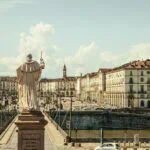 Piazza Vittorio Veneto and Mole Antonelliana in Turin city centre, Italy.