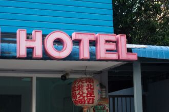 Hotel sign representing accommodation booking and hotel price comparison
