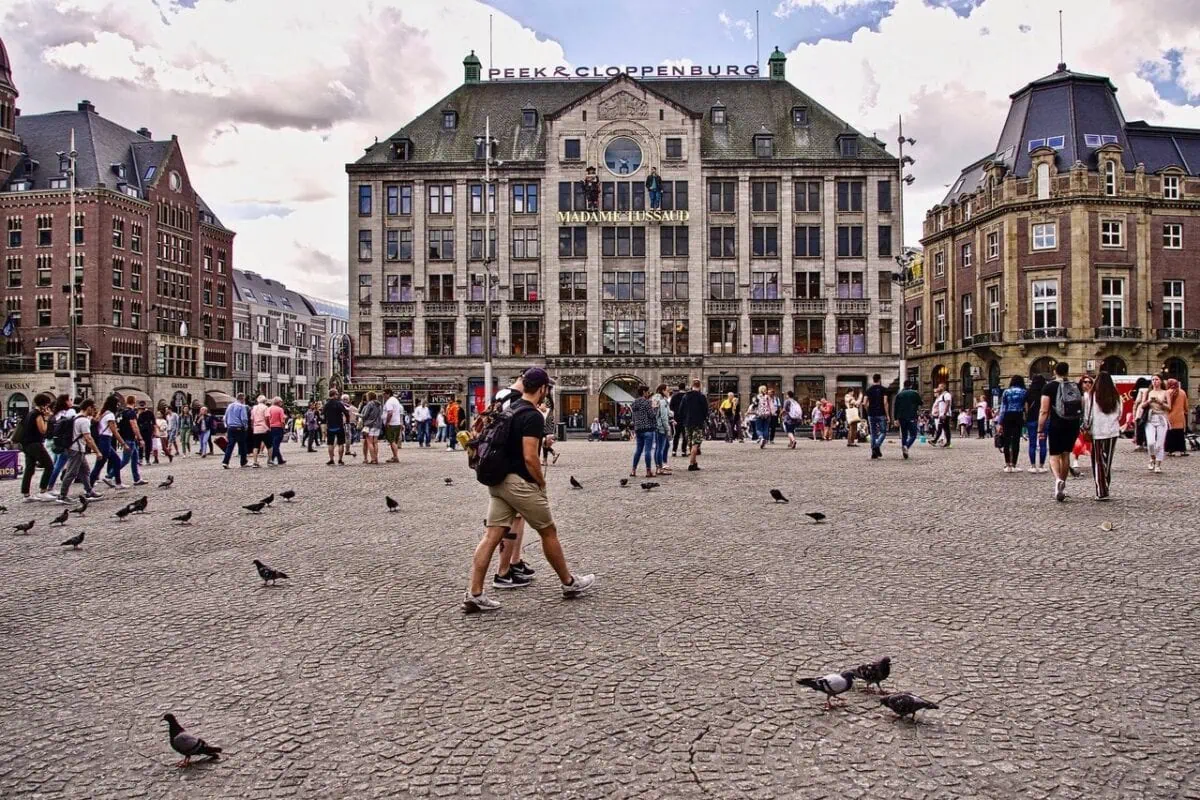 Amsterdam Central Station viewed across the IJ waterfront