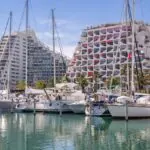 Marina and modern waterfront buildings in La Grande-Motte near Montpellier