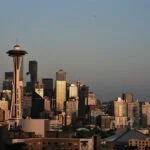 Seattle skyline on the Amtrak Empire Builder route
