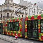 Montpellier tram in the city centre