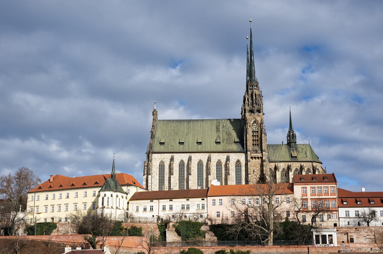 Cathedral of St. Peter and Paul on Petrov Hill overlooking the historic centre of Brno, Czech Republic