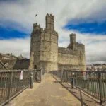 Caernarfon Castle and the town's medieval walls, North Wales