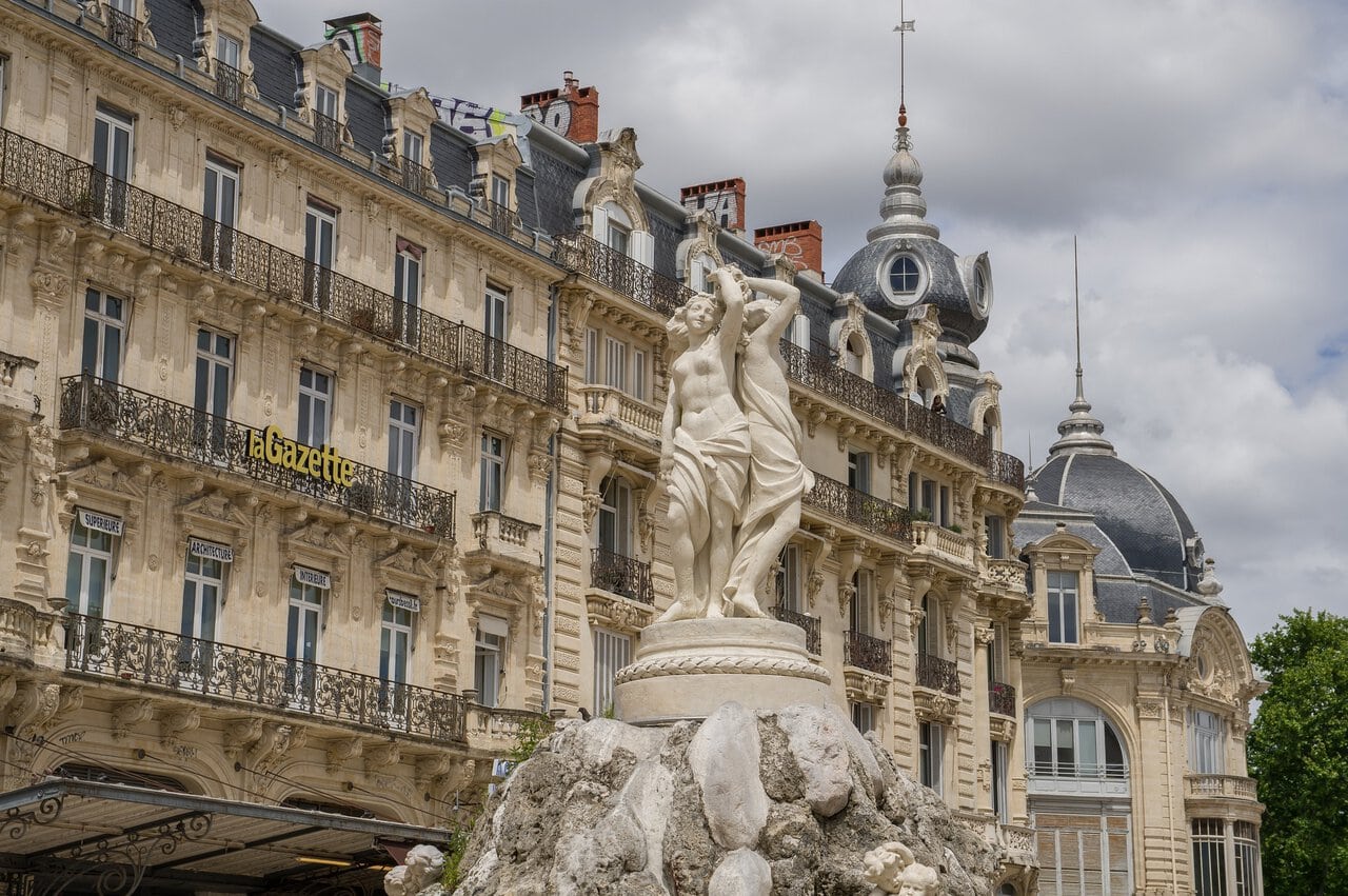 Place de la Comédie and the Three Graces fountain in Montpellier