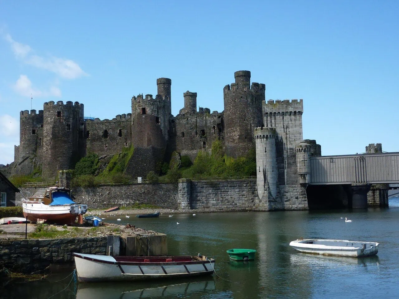 Conwy Castle and the medieval town walls, North Wales