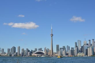 The Toronto skyline with the CN Tower featured in the Things To Do In Toronto Guide.