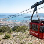 Harbour view of Toulon, France with the Mediterranean and Mont Faron in the background