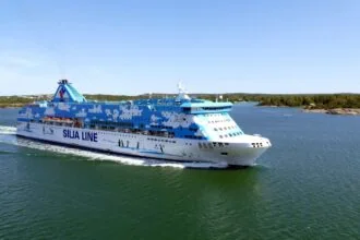 Silja Line Galaxy ferry sailing through the Åland archipelago