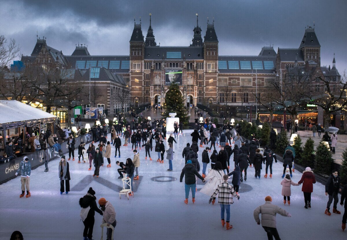 Amsterdam winter ice rink outside the Rijksmuseum