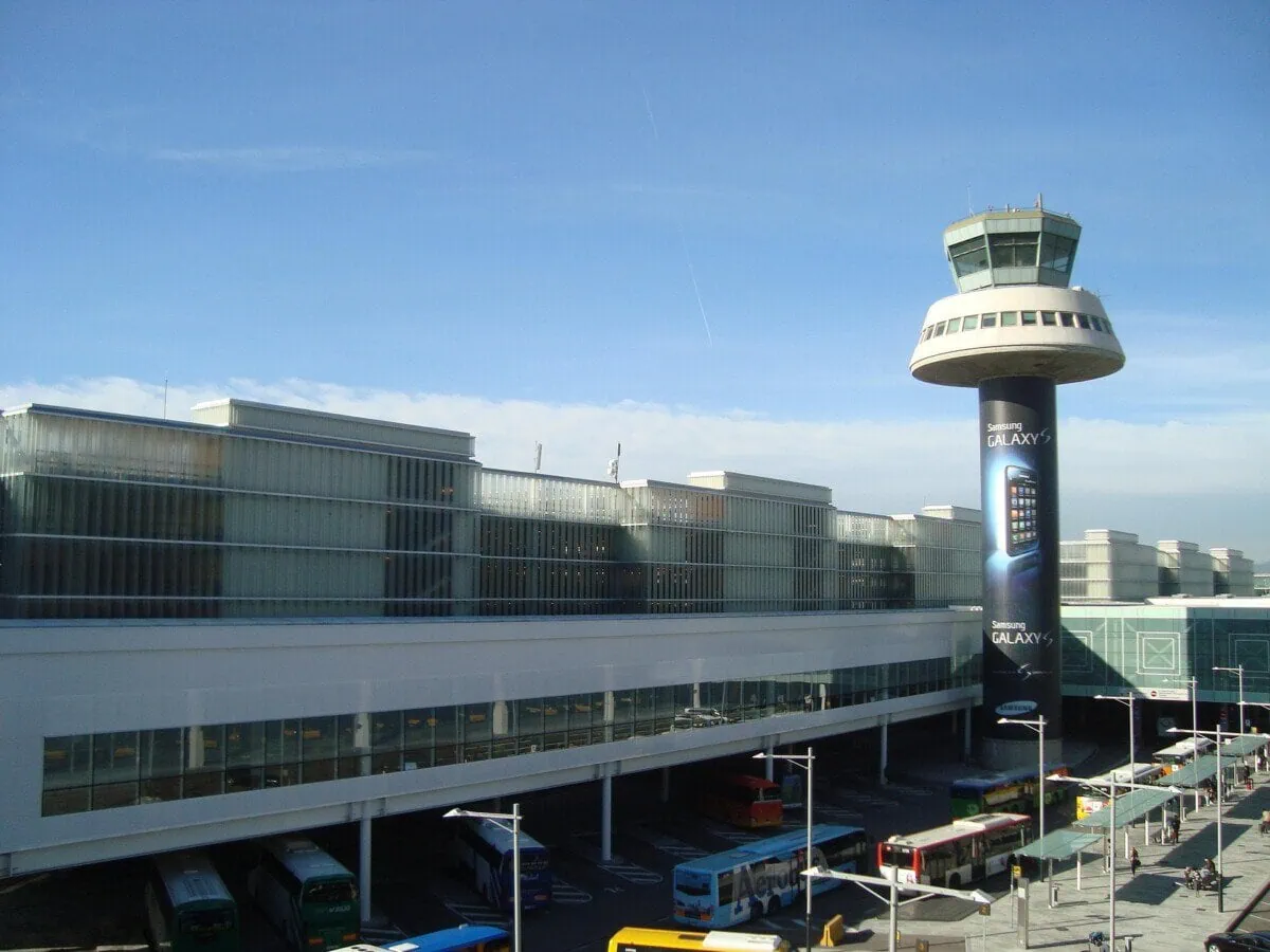 Barcelona El Prat Airport terminal and control tower