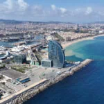 Barcelona cruise port and waterfront from above