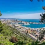 Port of Barcelona ferry and cruise terminals viewed from Montjuïc