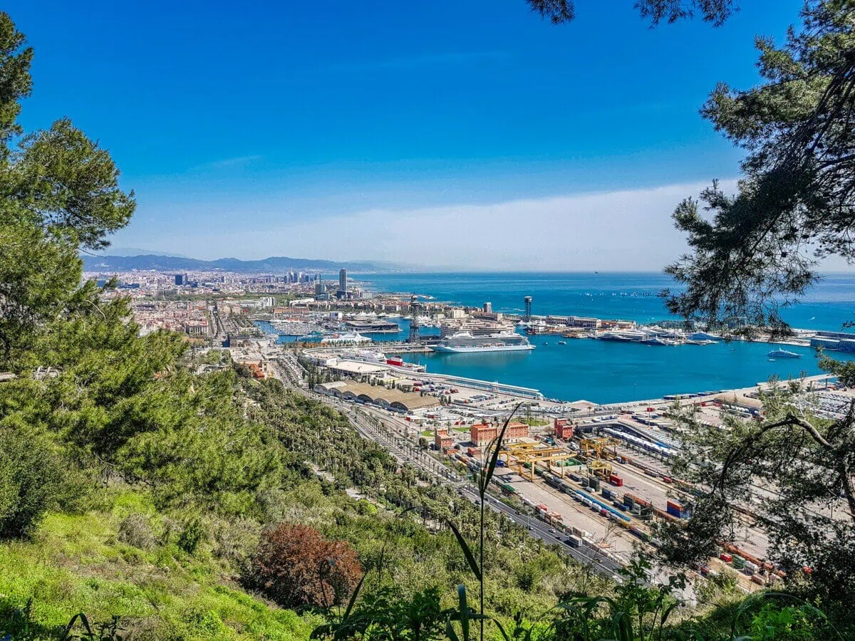 Port of Barcelona ferry and cruise terminals viewed from Montjuïc