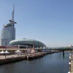 Bremerhaven waterfront with Atlantic Hotel Sail City and harbour