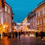 Christmas lights and festive decorations in Bratislava Old Town
