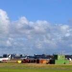 Aircraft and terminal buildings at Bremen Airport