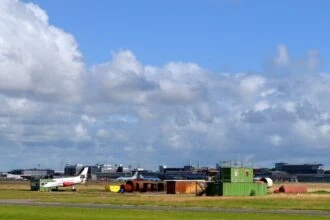 Aircraft and terminal buildings at Bremen Airport