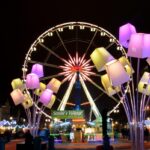 Brussels Christmas market with Ferris wheel at night