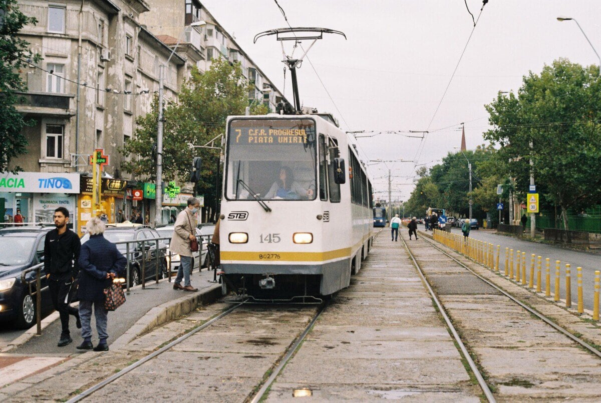 STB tram on route 7 in Bucharest, Romania