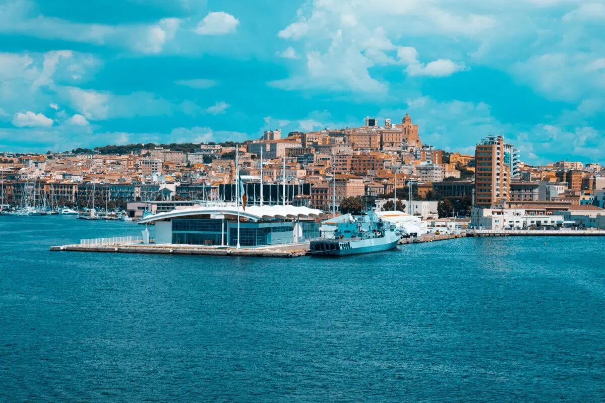 Cagliari waterfront and cruise port in Sardinia
