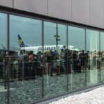 Ryanair aircraft outside the terminal at Brussels South Charleroi Airport