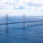 Øresund Bridge stretching across the sea between Copenhagen and Malmö