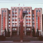 Supreme Council building and Lenin monument in Tiraspol, Transnistria