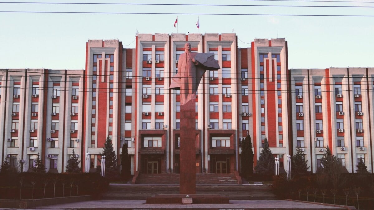 Supreme Council building and Lenin monument in Tiraspol, Transnistria