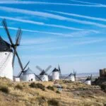 Windmills and castle at Consuegra near Madrid