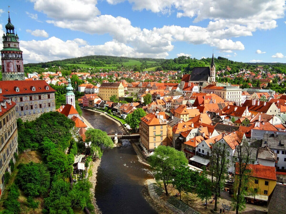 Český Krumlov old town and river in the Czech Republic
