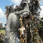 Thousands of wooden and stone crosses at the Hill of Crosses near Šiauliai Lithuania