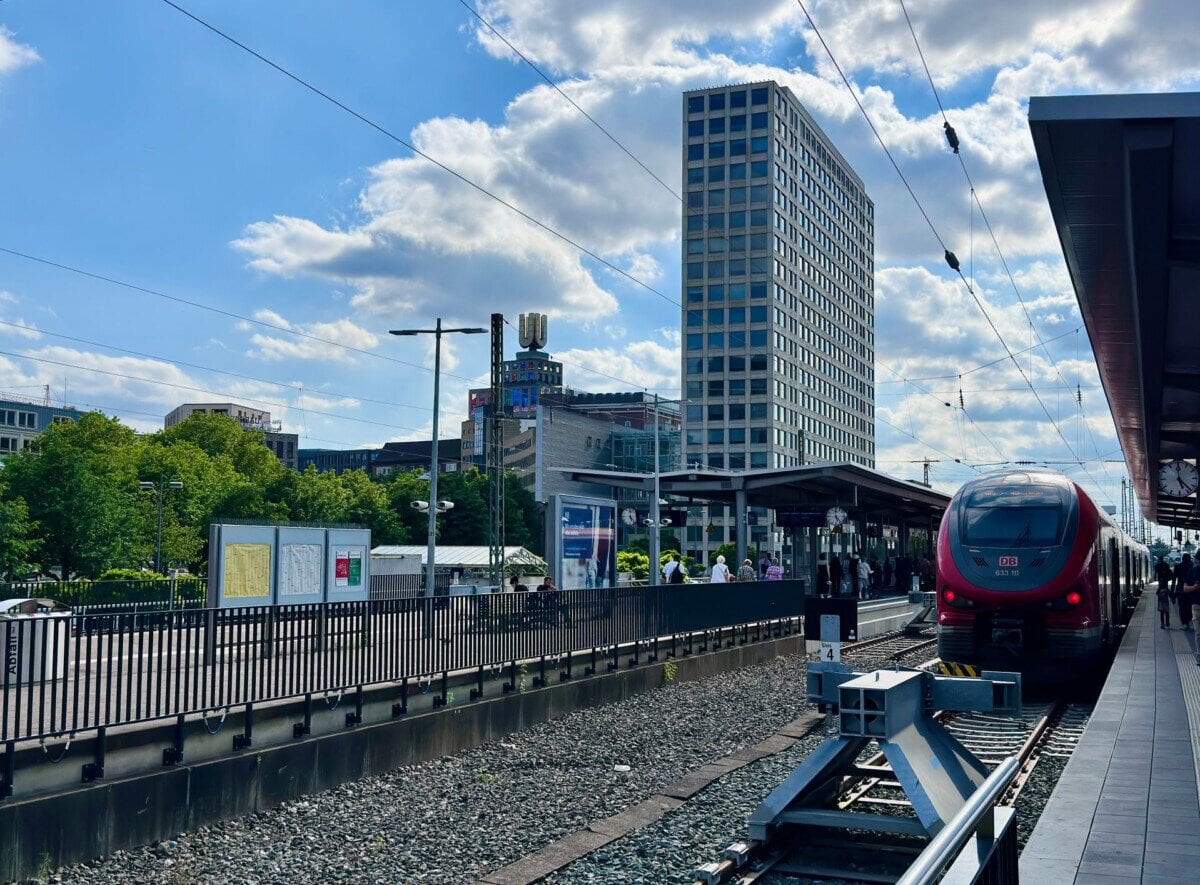 Regional train at Dortmund station for airport transfer connections