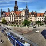 Dresden Royal Palace and trams in the city centre