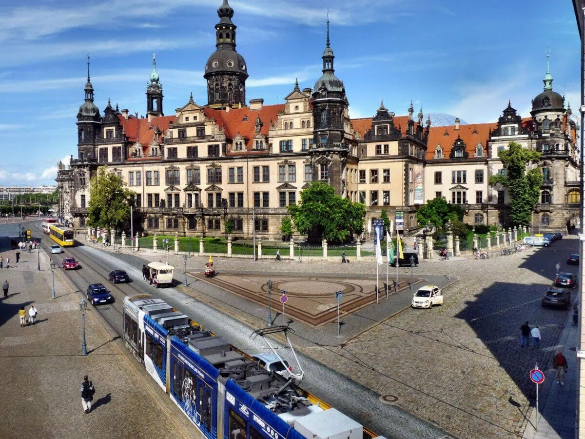 Dresden Royal Palace and trams in the city centre