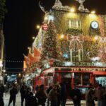 Christmas lights and festive decorations at Temple Bar in Dublin