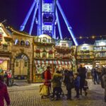 Düsseldorf Christmas market with Ferris wheel and festive stalls