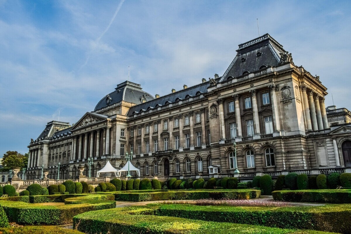 Royal Palace of Brussels with formal gardens in front
