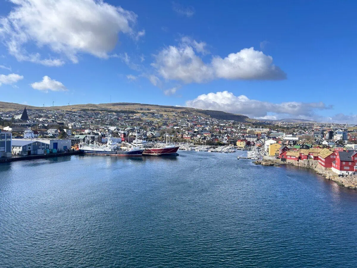 Tórshavn harbour with fishing boats, marina and colourful houses