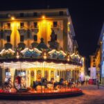 Christmas carousel and festive lights in Florence