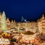 Frankfurt Christmas Market in Römerberg with festive lights and stalls