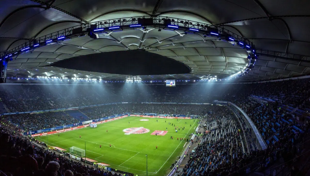 Inside Hamburg's Volksparkstadion during a football match
