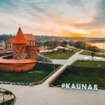 Kaunas Castle beside the river in Kaunas, Lithuania