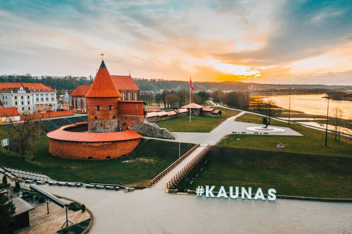 Kaunas Castle beside the river in Kaunas, Lithuania
